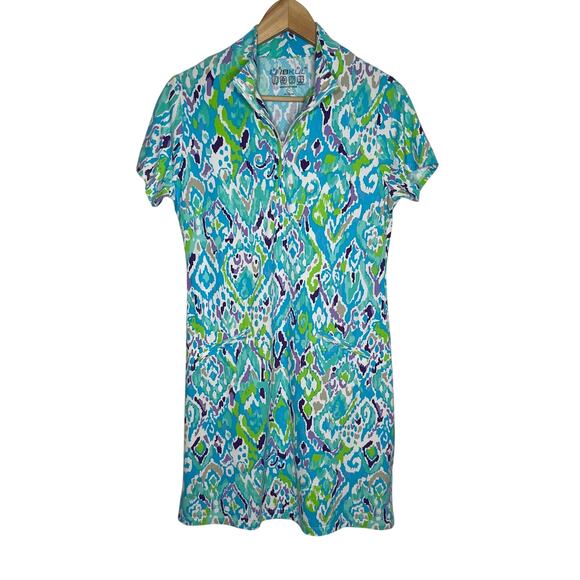 Ibkul Short Sleeve Dress Womens Small Blue Quarter Zip Sun Protectant Pockets - Picture 2 of 11